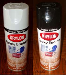 KRYLON EPOXY ENAMEL GLOSS SPRAY PAINT WHITE BLACK NEW!  