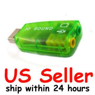  to 3D 5.1 Audio Sound Card (Green) for PC Laptop Netbook Kype Headset