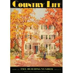  1931 Cover Country Life American Home Colorful Fall Leaves 