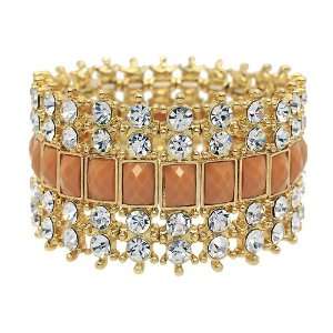    Crystal Stretch Cuff Vintage Fashion Bracelet Gold: Jewelry