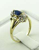 Syn SAPPHIRE RING   10k Gold Diamonds .75 CT Marquise  