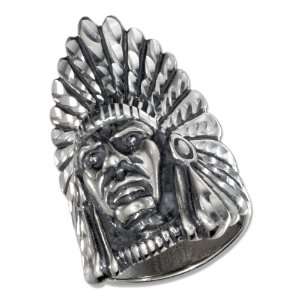  Sterling Silver Mens Indian Head Ring (size 09): Jewelry