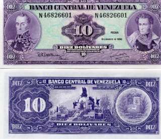 Venezuela 10 Bolivares 1992 P 61c UNC lot 10 pcs  