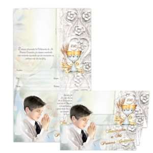  100 First Communion Boy Invitaciones in Spanish: Tri Fold 