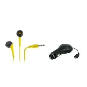 EMPIRE HTC One S 3.5mm Stereo Earbud Headphones (Yellow) + Retractable 