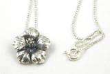 Sterling Silver HIBISCUS FLOWER Charm Necklace 18 NEW A Marty Magic 
