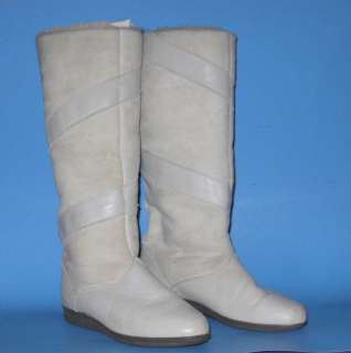 Vintage Dexter Suede Leather Cream Color Boots Size 6N  
