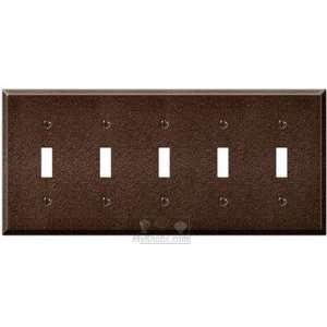   five gang toggle wallplate in textured antique copp