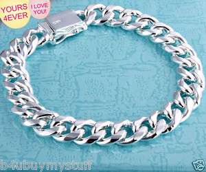 New Figaro 21cm 925 Sterling Silver 8MM Men link chain Bracelet  