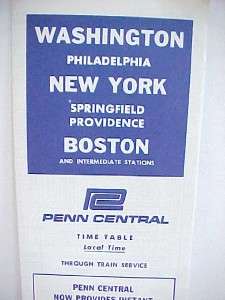 1969 PENN CENTRAL Time Table Railroad Schedule Washington ~ New York 