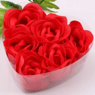 6pc Wedding Decorative Red Rose Petal Soap Favor Heart  