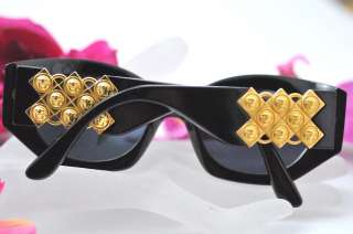 Vintage GIANNI VERSACE MOD 420 black gold medusa sunglasses ** FREE 