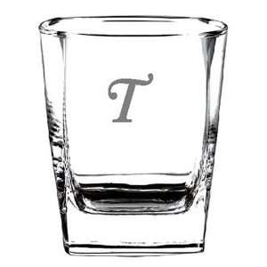  Culver Inc., Monogram T 4 Piece Double Old Fashion Glass 