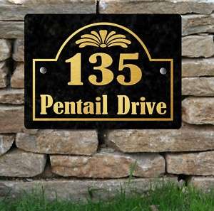 ENGRAVED GRANITE HOUSE NUMBER address stone plaque sign  