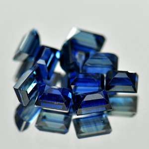 66 Ct. 10 Pcs. Baguette Shape Gemstone Natural Top Blue Sapphire 
