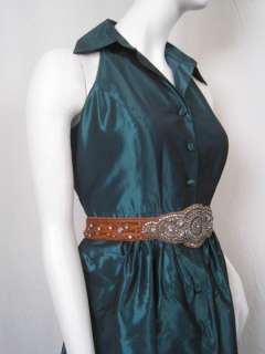 395 Carmen Marc Valvo Dress Taffetta Collar 10 M Green #0007K5  