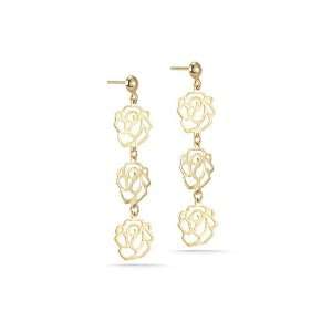   Hand Crafted Matte Finished Dangling Rose Motif Earrings.: Jewelry