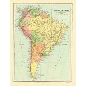   1858 Antique Physical Map of South America