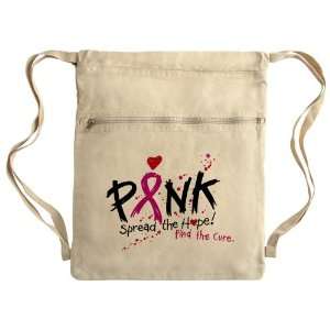   Bag Sack Pack Khaki Cancer Pink Ribbon Spread The Hope Find The Cure