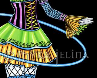 Rainbow Cyber Goth Hula Hoop Fairy Signed PRINT Luxie  