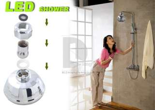   Color RGB LED Light Glow Shower Head Bathroom Water Temperature  