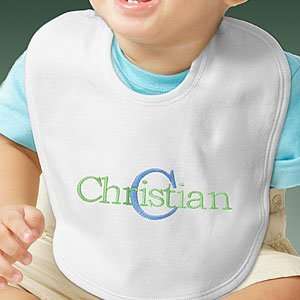    Embroidered Name & Initial Personalized Baby Bib for Boys: Baby