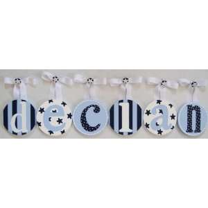  Declans Navy Stars Hand Painted Round Wall Letters: Home 