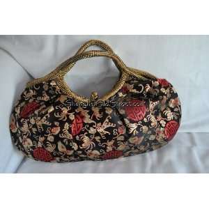 Vintage Inspired Embroidered Silk Oriental Tote Handbags Evening Bag 