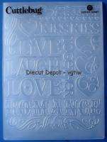 CUTTLEBUG LOVE WORDS A2 Embossing Folder Fit Sizzix  