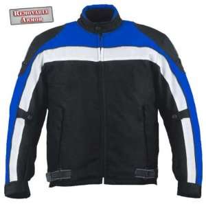   Armored Black and Blue Waterproof Tri Tex™ Fabric Motorcycle Jacket