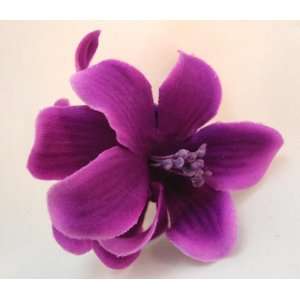  Small Purple Double Lily Hair Flower Clip 