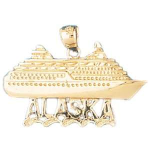  14kt Yellow Gold Alaska Cruise Ship Pendant: Jewelry