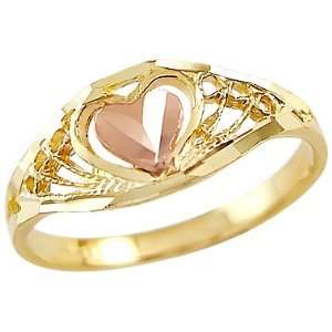  Size  12.5   14k Two Tone Gold Heart Ring Jewelry