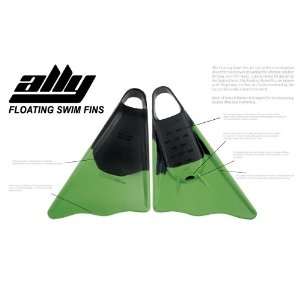  Ally Floating Swim Fins All Black (Small, 5 6.5): Sports 