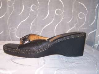 BORN Black Wedge Sandals Slides Mules Shoes 10 / 42  