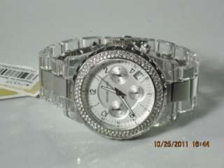    5397 Womens Crystal Accented Clear Acetate Chronograph Watch  