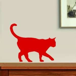  Red Cat Walking Fun Wall Decal: Home & Kitchen