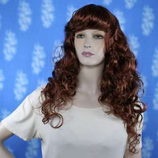 US Seller   Long Wavy Auburn Wigs With Bangs Halloween   Free US 