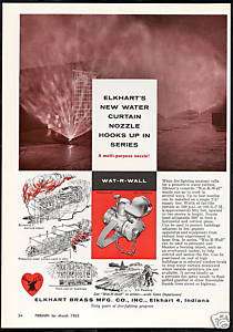 1963 Elkhart Firemen Fire Fight Water Wall Nozzle Ad  