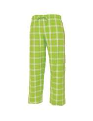 Lime Green and White tartan plaid check tie cord flannel cotton pants 