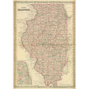  Colton 1881 Antique Map of Illinois