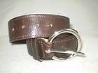 adult wide harness leather belt brown round buckle wais