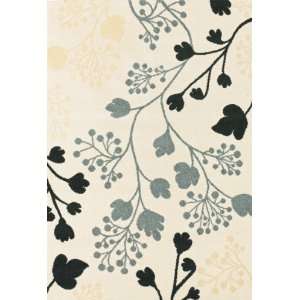  Vines 5 Foot 3 Foot Round Synthetic Area Rug, Ivory