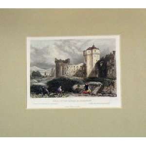   1848 Hand Coloured Print View Ruins Castle Andernach: Home & Kitchen