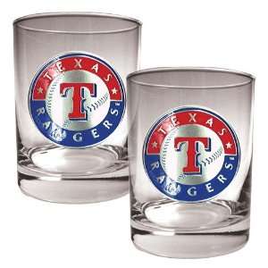  Texas Rangers MLB 2pc Rocks Glass Set   Primary Logo 