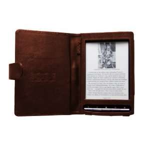Navitech Brown Genuine Napa Leather Flip Open 6 Inch Book Style Carry 