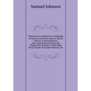   De La Roche Foucaults Maxims, Vo Samuel Johnson  Books