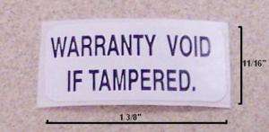 100 WARRANTY VOID LABELS  White Vinyl tamper stickers  