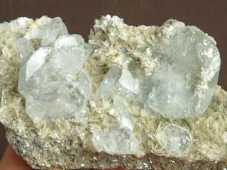 194g CLEAR Aquamarine(Beryl) Crystal Clusters,Mica,Rock  