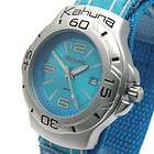 KAHUNA Mens Big Blue watch with wide leather cuff strap AKUC 0017g 
